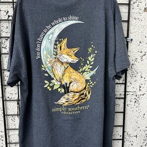 NWT Simply Southern "Whole To Shine" Fox T-Shirt - Blue Floral - Women's XXL